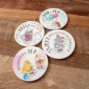 Tea Party Ceramic Coaster Set - Forest Family