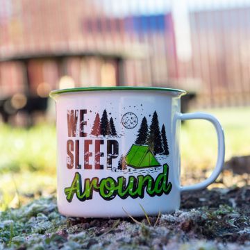 'We Sleep Around' Camping Mug - Tin Travel Mug