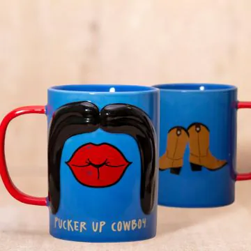 Pucker Up Cowboy Moustache Mug 18oz