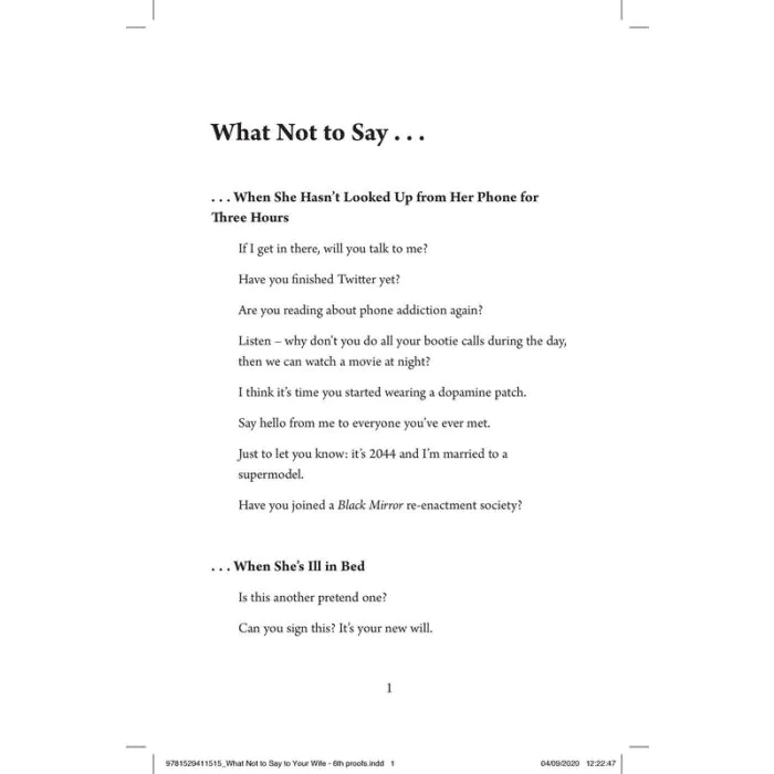 What Not To Say To Your Wife