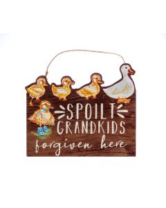 'All Spoiled Grandkids' Wooden Hanging Sign - Forest Family