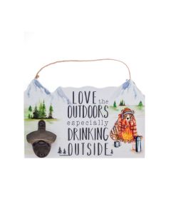 'Love The Outdoors' Wooden Hanging Sign - Forest Family