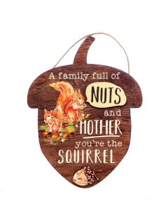 'Family Full of Nuts' Wooden Hanging Sign - Forest Family